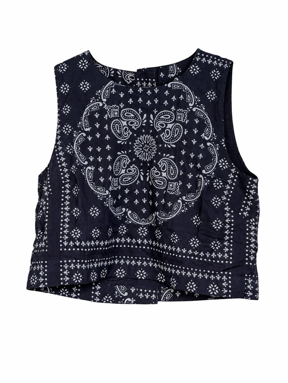 MAREA Navy Bandana-Print Crop Top